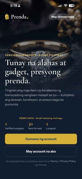 Welcome screen ng mobile app