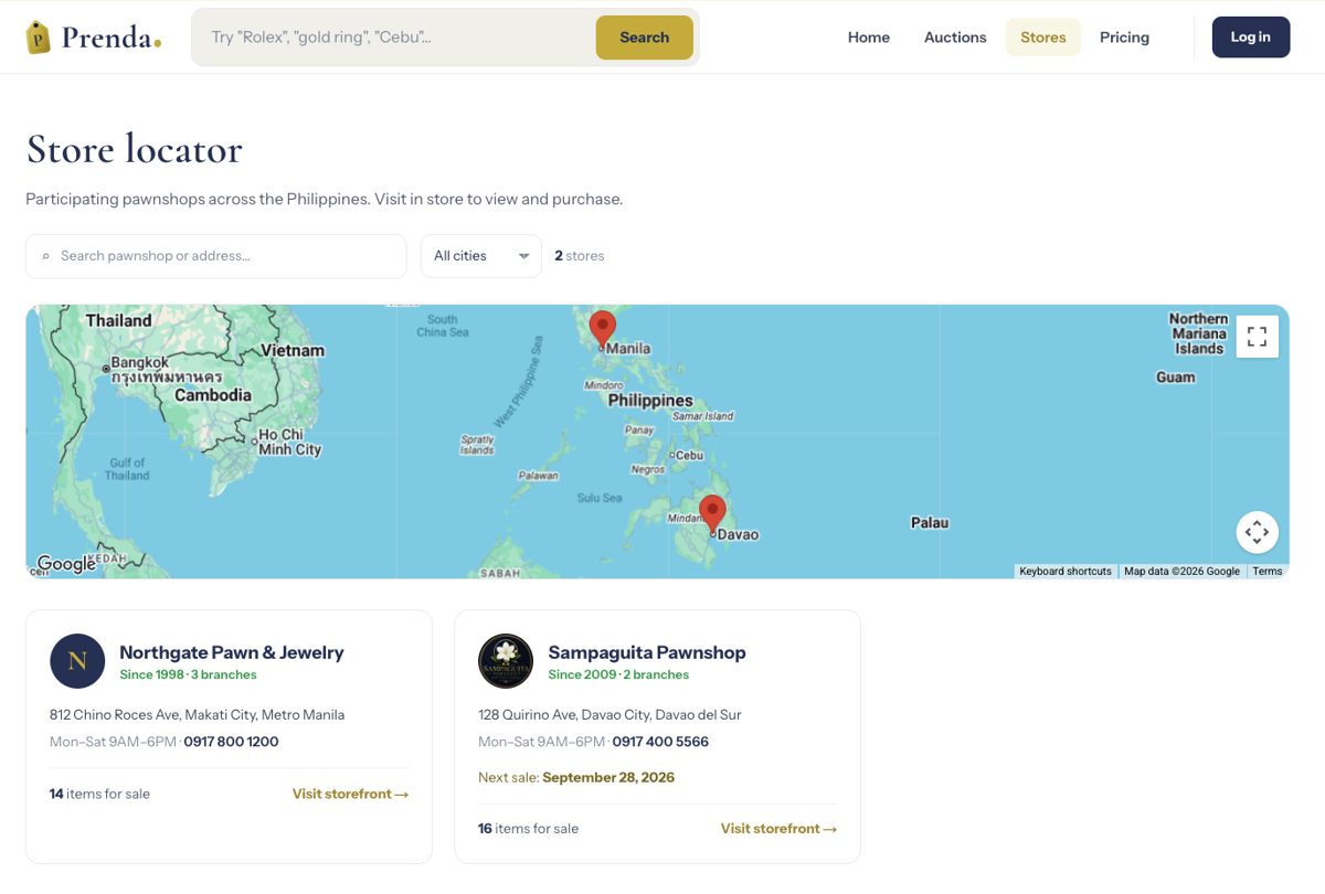 Store locator page na may mapa